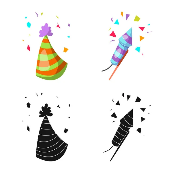 Illustrazione vettoriale dell'icona della festa e del compleanno. Raccolta di illustrazioni vettoriali di feste e celebrazioni . — Vettoriale Stock