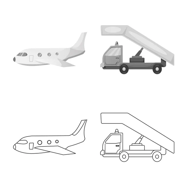 Ilustração vetorial do logotipo do aeroporto e avião. Conjunto de aeroporto e ícone de vetor plano para estoque . —  Vetores de Stock