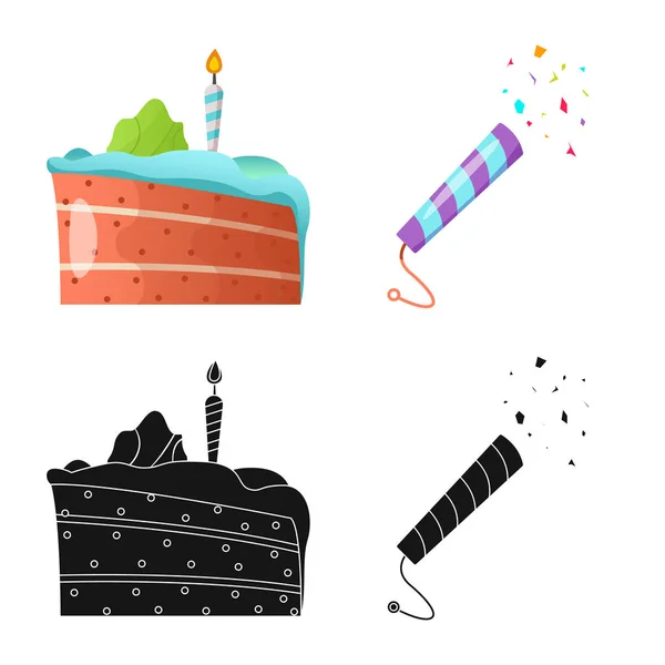 Design de vetor de festa e logotipo de aniversário. Coleção de festa e celebração ilustração vetor estoque . — Vetor de Stock