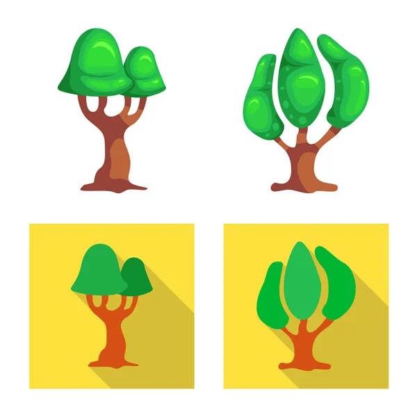 Vektor Design Träd Och Naturen Logotyp Uppsättning Trädet Och Crown — Stock vektor