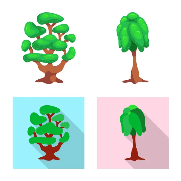 Diseño vectorial del logotipo del árbol y la naturaleza. Colección de árbol y corona símbolo de stock para la web . — Archivo Imágenes Vectoriales
