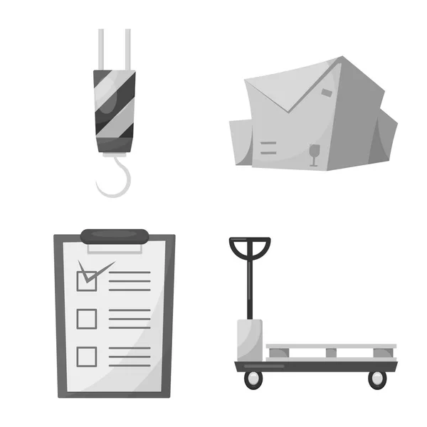Εικονογράφηση διάνυσμα των εμπορευμάτων και φορτίων λογότυπο. Σύνολο αγαθών και αποθήκη σύμβολο μετοχής για το web. — Διανυσματικό Αρχείο