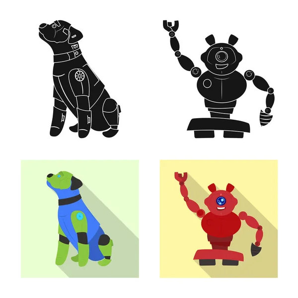 Vektor design av roboten och fabriken ikonen. Uppsättning av roboten och utrymme vektor ikonen för lager. — Stock vektor
