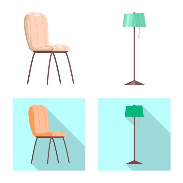 Isolierte Möbelstück und Wohnung Ikone. Set von Möbeln und Home Vektor Icon für Lager. — Stockvektor