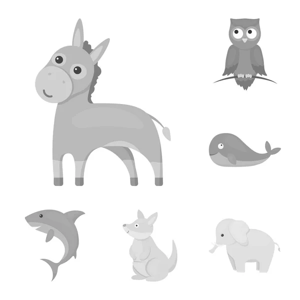 Ein unrealistisches Tier monochrom Symbole in Set Sammlung für Design. Spielzeug Tiere Vektor Symbol Stock Web Illustration. — Stockvektor