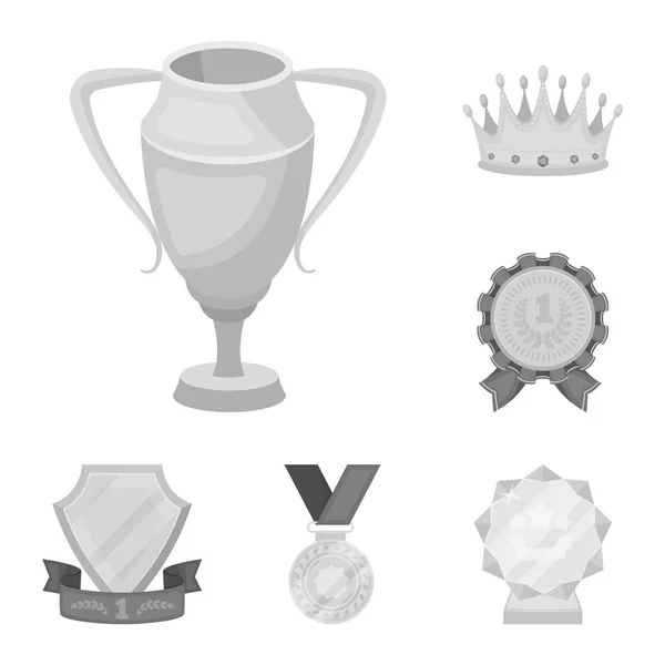 Awards and trophies monochrome icons in set collection for design.Reward and achievement vector symbol stock web illustration. — Stock Vector