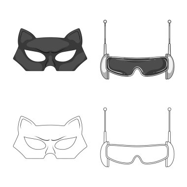 Kahraman ve maske simge vektör Illustration. Kahraman kümesi ve hisse senedi için süper kahraman vektör simgesi.
