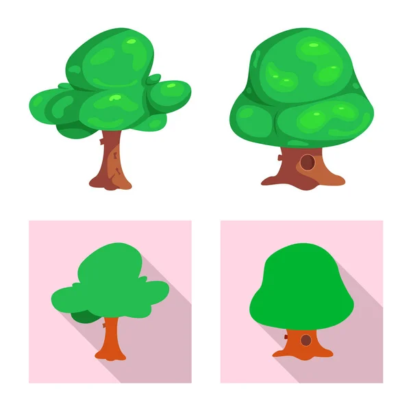 Izolovaný objekt ikony strom a příroda. Sada strom a korunu vektorové ikony pro stock. — Stockový vektor