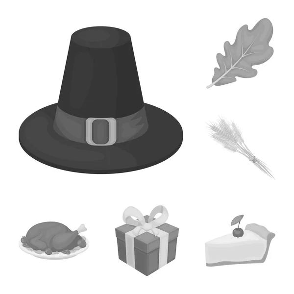 Kanada Hari Thanksgiving ikon monokrom dalam koleksi set untuk desain. Kanada dan vektor tradisi simbol saham gambar web . - Stok Vektor