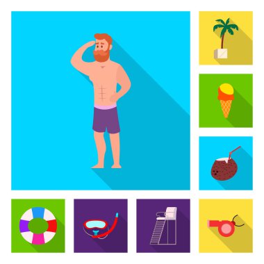 Yalıtılmış nesne havuzu ve yüzme işareti. Havuzu ve etkinlik hisse senedi vektör çizim topluluğu.