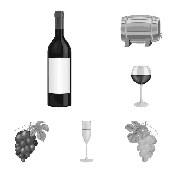ワイン製品設計のためのセットのコレクションのモノクロ アイコン 機器やワインの生産のベクトル シンボル ストック イラスト — ストックベクタ