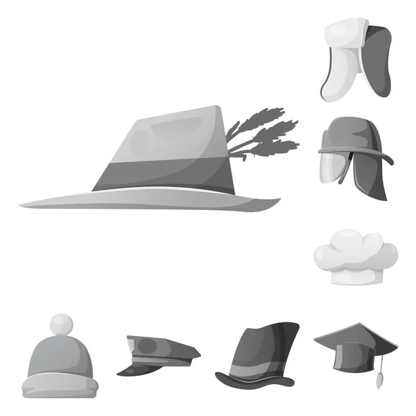 Ilustração vetorial de chapéus e símbolos de boné. Coleção de chapéus e acessórios ilustração vetorial . —  Vetores de Stock