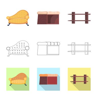 İzole işareti mobilya ve daire nesne. Mobilya ve ev vektör simgesini hissenin koleksiyonu.