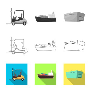 Yalıtılmış nesne mal ve kargo işareti. Ürünler ve ambar stok vektör çizim koleksiyonu.