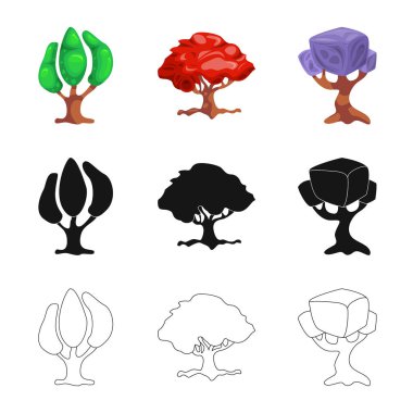 Ağaç ve doğa simge vektör Illustration. Hisse senedi için ağaç ve taç vektör simge topluluğu.