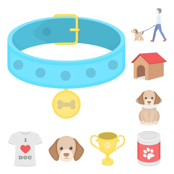 Husdjur hund tecknad ikoner i set samling för design. Vårdar den valp vektor symbol lager web illustrationen. — Stock vektor