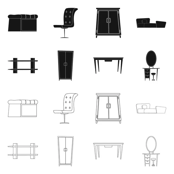 Diseño vectorial de muebles y logotipo del apartamento. Colección de muebles y el hogar vector de la ilustración . — Vector de stock