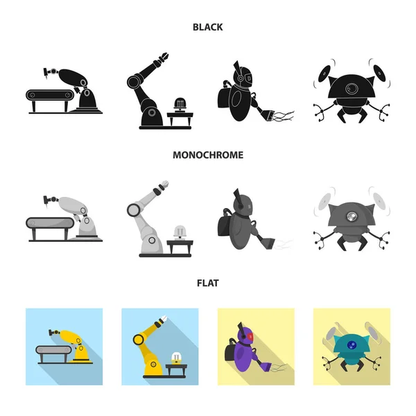 Векторный дизайн робота и заводского знака. Коллекция иконки робота и космического вектора для склада . — стоковый вектор