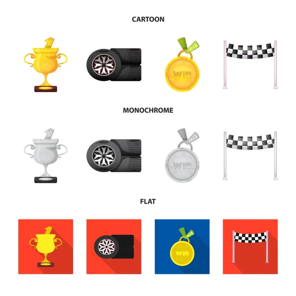 Oggetto isolato di auto e rally simbolo. Set di auto e corsa stock simbolo per il web . — Vettoriale Stock