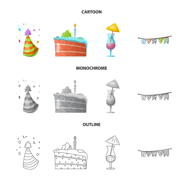 Progettazione vettoriale del partito e del logo di compleanno. Set di festa e icona vettoriale celebrazione per magazzino . — Vettoriale Stock