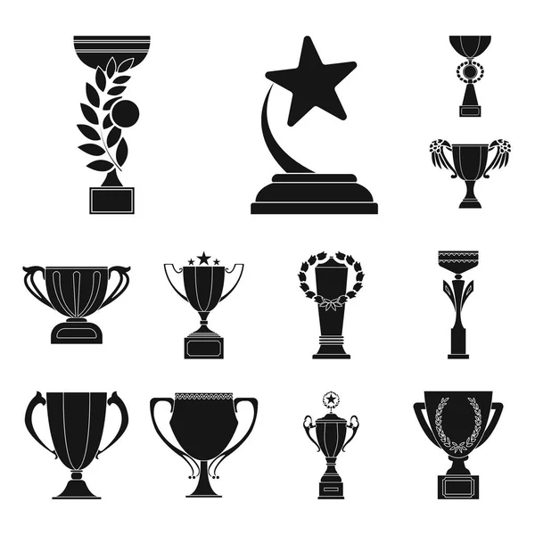 Gold Cup černé ikony v kolekce sady pro design. Vítězové poháru vektor symbol akcií web ilustrace. — Stockový vektor