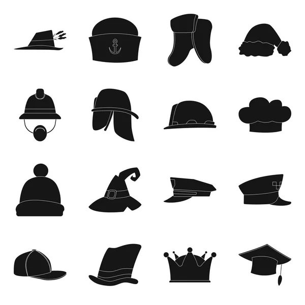 Vector illustration of headgear and cap logo. Collection of headgear and accessory vector icon for stock. — Stock Vector