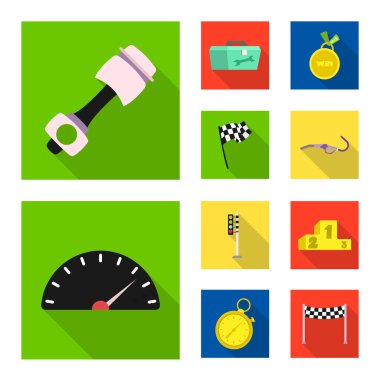 Bir araba ve ralli işaret tasarım vektör. Araba ve yarış hisse senedi vektör çizim seti.