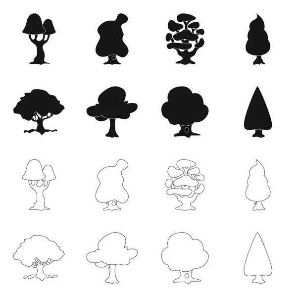 Ilustración vectorial del logotipo del árbol y la naturaleza. Conjunto de árbol y corona icono vectorial para stock . — Archivo Imágenes Vectoriales