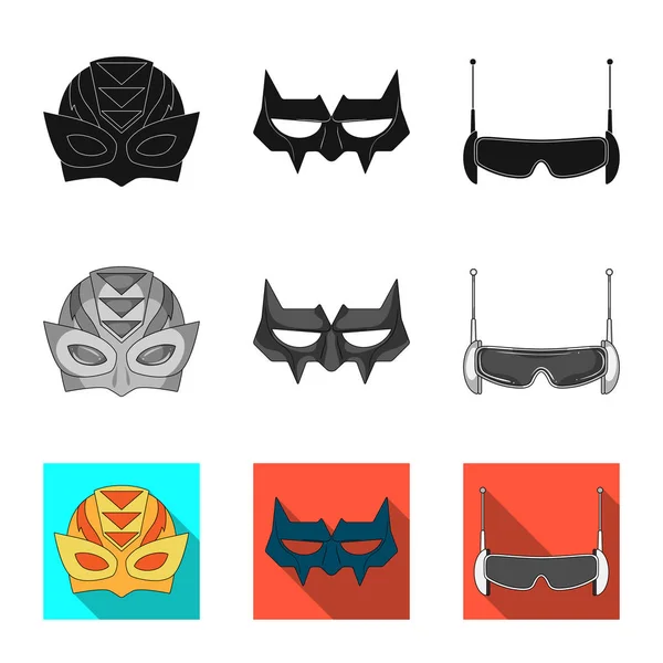 Vektorillustration av hjälte och mask ikonen. Samling av hjälte och superhjälte lager vektorillustration. — Stock vektor