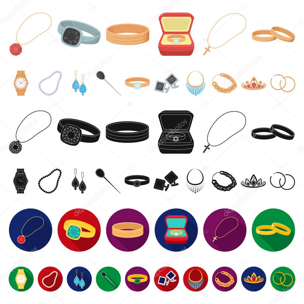 Jewelry and accessories cartoon icons in set collection for design.Decoration vector symbol stock  illustration.