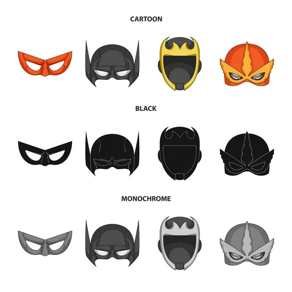 Векторная иллюстрация символа героя и маски. Набор векторных значков героя и супергероя для инвентаря . — стоковый вектор