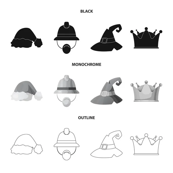 Objetos isolados de chapéus e chapéus. Conjunto de chapéus e acessórios símbolo de estoque para web . —  Vetores de Stock