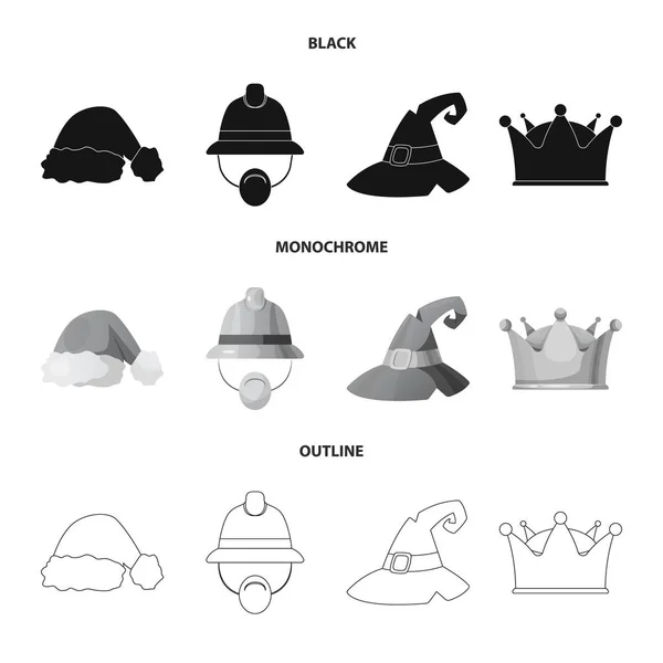 Objeto aislado de la cabeza y la señal de la tapa. Conjunto de casco y accesorio símbolo de stock para web . — Archivo Imágenes Vectoriales