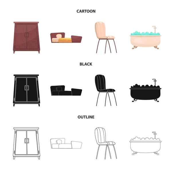 Vector ontwerpen van meubels en appartement teken. Collectie van meubels en home vector pictogram voor voorraad. — Stockvector