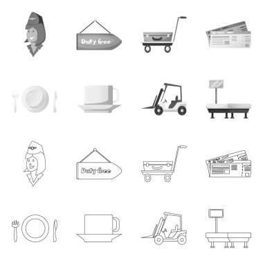 Havaalanı ve uçak simgesi yalıtılmış nesne. Web için Havaalanı ve uçak hisse senedi simgesi kümesi.