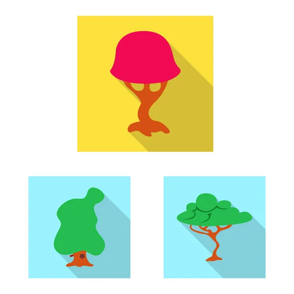 Vector illustration of tree and nature sign. Collection of tree and crown vector icon for stock. — Stock Vector