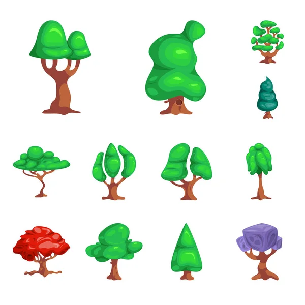 Conception vectorielle de l'arbre et du symbole de la nature. Jeu d'illustration vectorielle arbre et couronne . — Image vectorielle