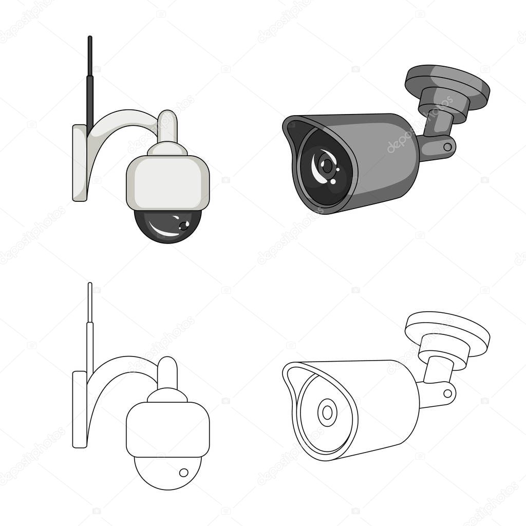 Vector design of cctv and camera icon. Collection of cctv and system stock vector illustration.