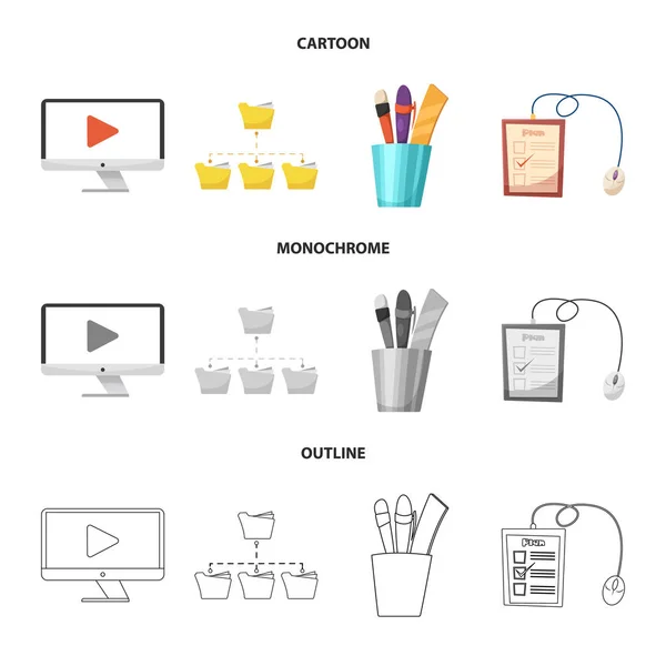 Objet isolé de symbole d'éducation et d'apprentissage. Ensemble d'icône vectorielle de l'éducation et de l'école pour le stock . — Image vectorielle