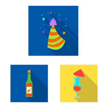Parti ve Doğum günü logo vektör tasarımı. Parti ve kutlama hisse senedi vektör çizim topluluğu.