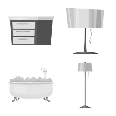 Mobilya ve daire logo vektör Illustration. Mobilya ve ev hisse senedi vektör çizim.