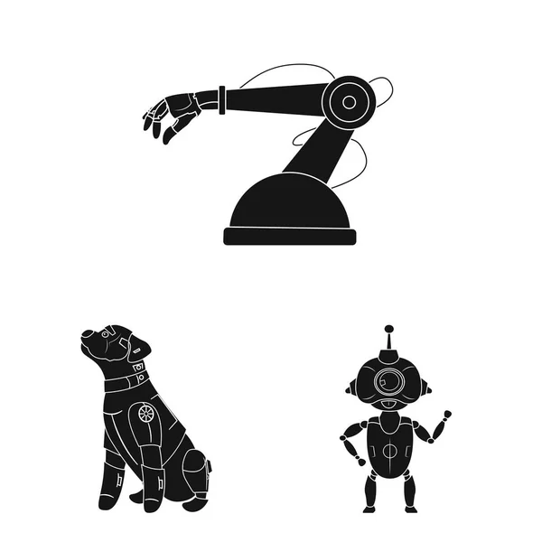 Vektor design av roboten och fabriken ikonen. Samling av roboten och utrymme vektor ikonen för lager. — Stock vektor