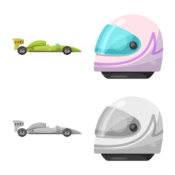 Vector εικονογράφηση του αυτοκινήτου και το Ράλλυ λογότυπο. Συλλογή από το αυτοκίνητο και τη φυλή σύμβολο μετοχής για το web. — Διανυσματικό Αρχείο