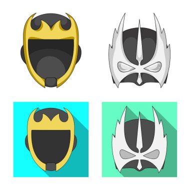 Kahraman ve maske logo vektör Illustration. Kahraman ve süper kahraman hisse senedi vektör çizim topluluğu.