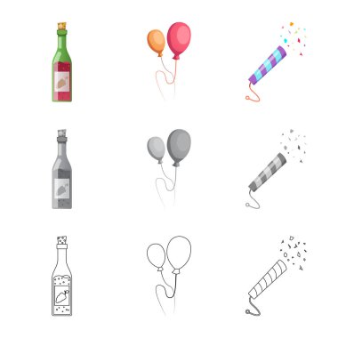 Yalıtılmış nesne parti ve Doğum günü kutsal kişilerin resmi. Parti ve kutlama hisse senedi vektör çizim seti.