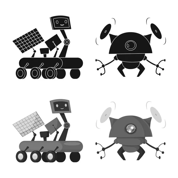 Isolated object of robot and factory symbol. Collection of robot and space stock symbol for web. — Stock Vector