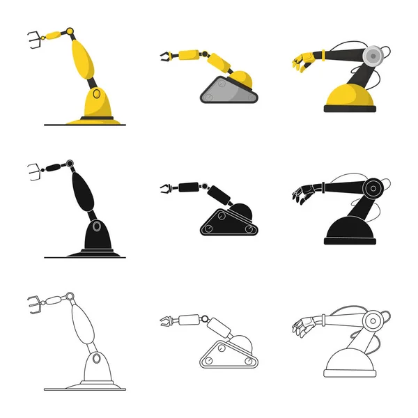 Διάνυσμα σχεδιασμός του ρομπότ και εργοστάσιο σύμβολο. Σύνολο των ρομπότ και χώρο σύμβολο μετοχής για το web. — Διανυσματικό Αρχείο