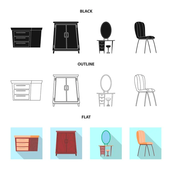 Vektor design av möbler och lägenhet logotyp. Uppsättning av möbler och hem vektor ikon för lager. — Stock vektor