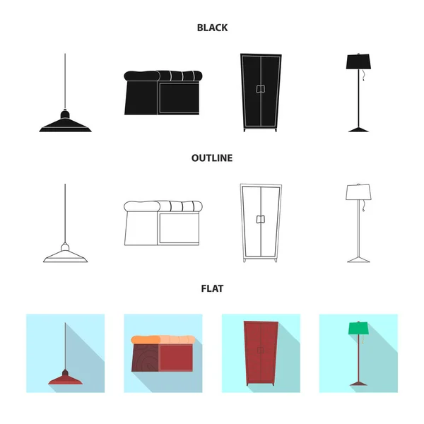 Vektor-Design von Möbeln und Wohnungsschildern. Sammlung von Möbeln und Home Stock Symbol für das Web. — Stockvektor