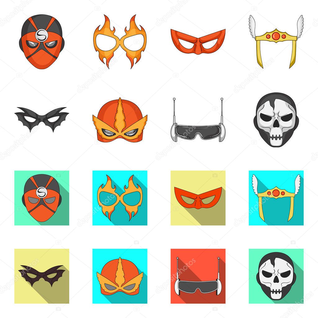 Vector illustration of hero and mask icon. Collection of hero and superhero stock vector illustration.